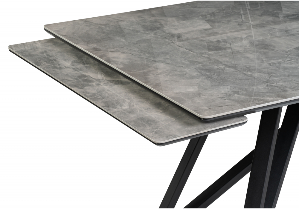 фото керамический стол раскладной 160(220)х89 woodville вилсон серый мрамор baolai / черный 612185 | 220svet.ru