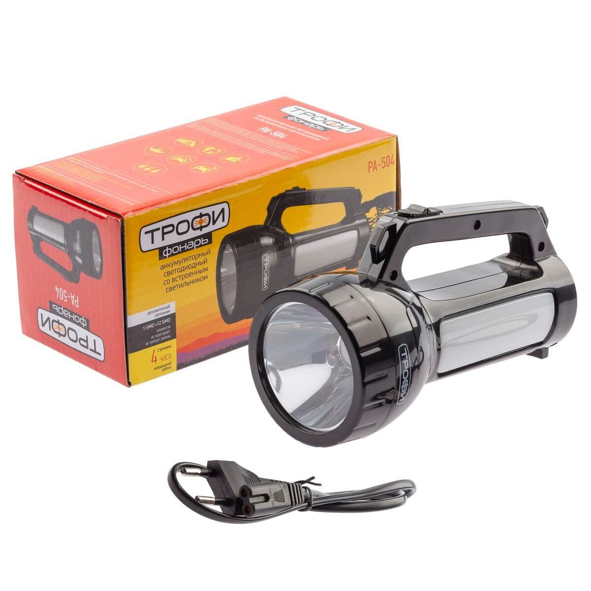 фото фонарь-прожектор светодиодный эра аккумуляторный 170х105х75 100 лм pa-504 б0042439 | 220svet.ru